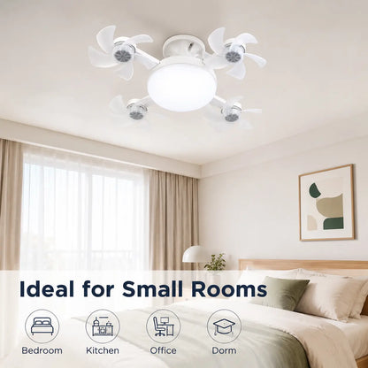 Screw in Ceiling Fan Light with Remote Control 19.7 Inch Foldable LED Socket Fan Light E26 Medium Base Ceiling Fan with 4 Fan Blades Quiet Airflow Bright Lighting Easy Installation for Bedroom Kitchen Garage Office and Dorm